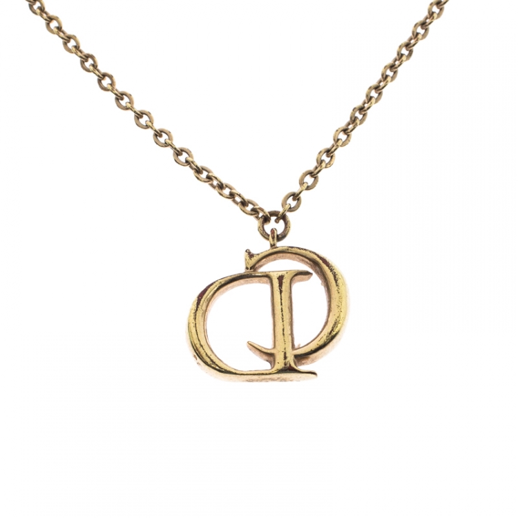 Pre Owned Dior CD Logo Crystal Gold Tone Charm Bracelet