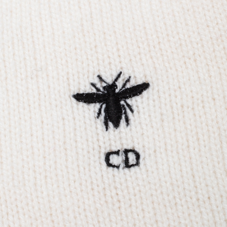 Pre Owned Dior Cream Knit Cashmere Scarf