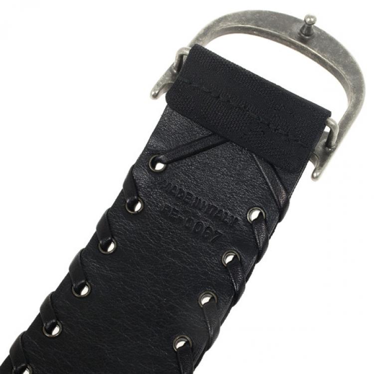 Pre Owned Christian Dior Monogram Black Leather Belt 94 CM