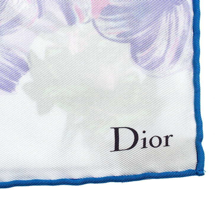 مملوكة مسبقًا Dior Multicolor Flora And Fauna Printed Silk Scarf