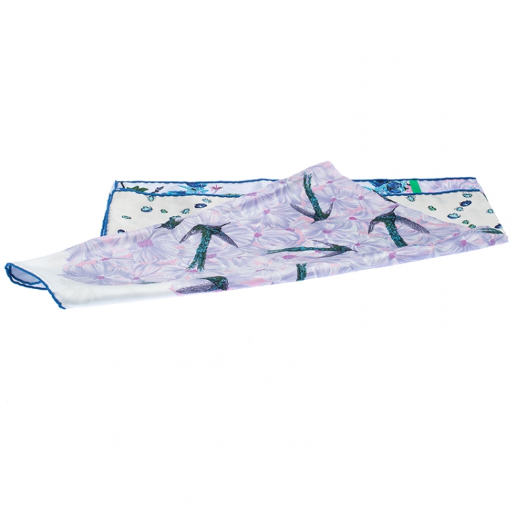 مملوكة مسبقًا Dior Multicolor Flora And Fauna Printed Silk Scarf