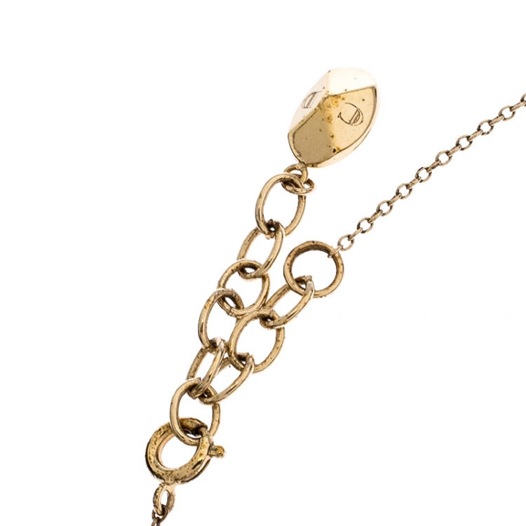 مملوكة مسبقًا Dior Gold Tone Stone Embellished Necklace