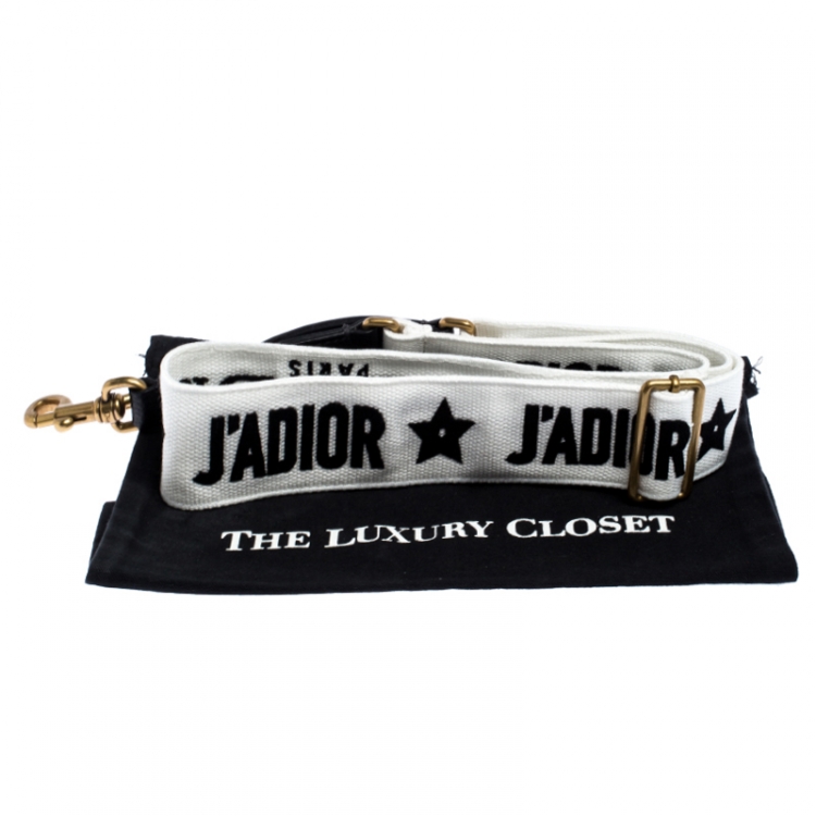 Pre Owned Dior Black/White Canvas and Leather J'adior Shoulder Bag Strap