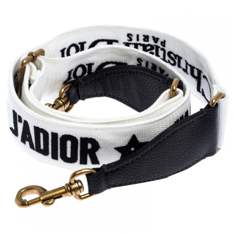 Pre Owned Dior Black/White Canvas and Leather J'adior Shoulder Bag Strap