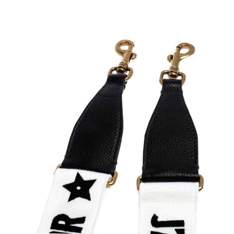 Pre Owned Dior Black/White Canvas and Leather J'adior Shoulder Bag Strap