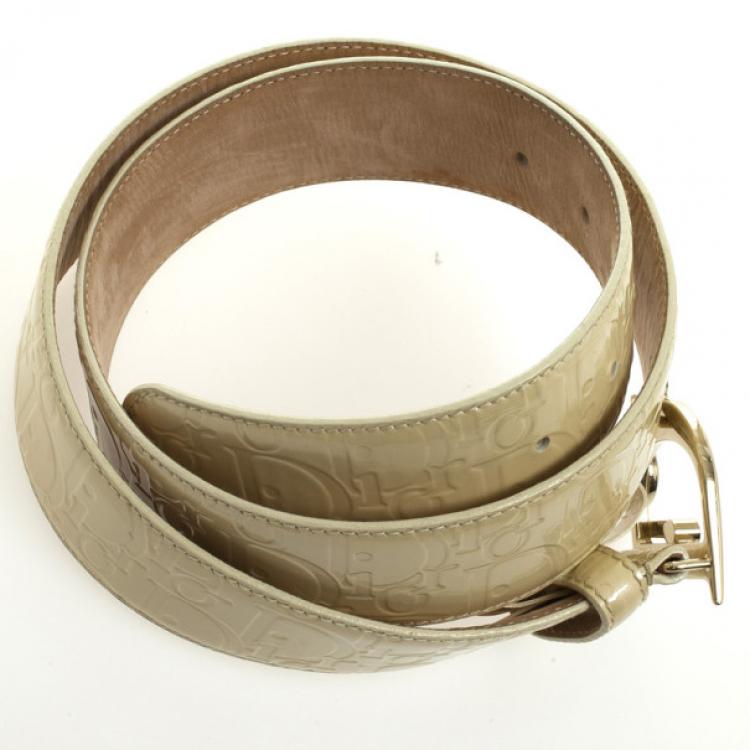 Pre Owned Christian Dior Cream Patent Diorissimo Belt 