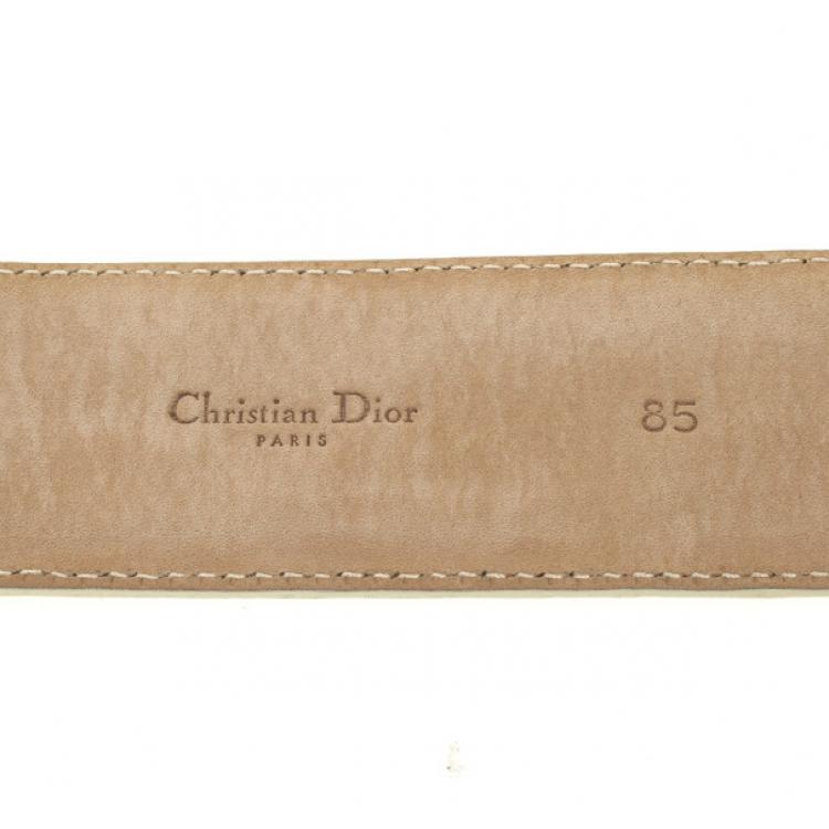 Pre Owned Christian Dior Cream Patent Diorissimo Belt 