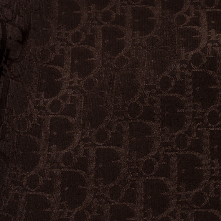 Pre Owned Dior Brown Oblique Monogram Silk Square Scarf