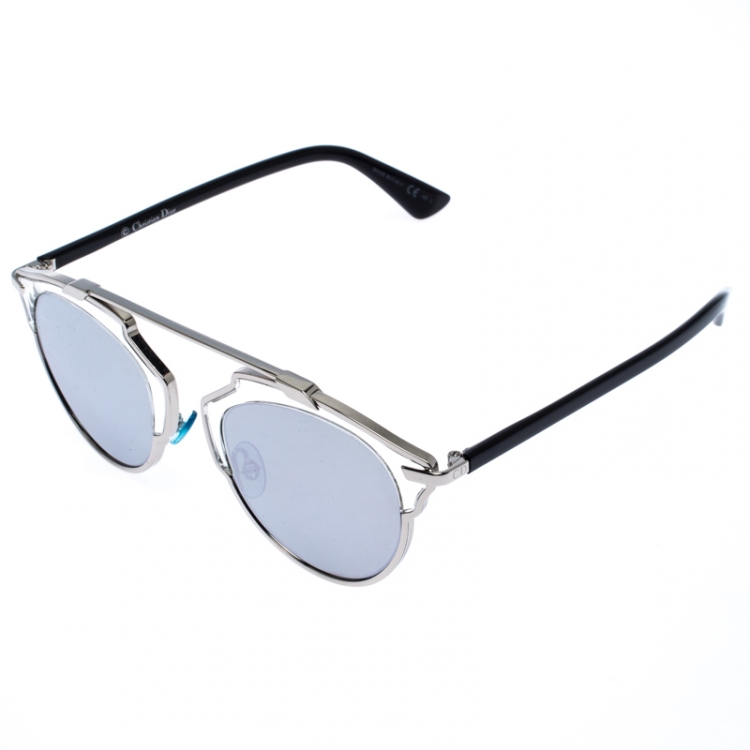 Pre Owned Dior Silver Mirror Dior So Real Round Sunglasses