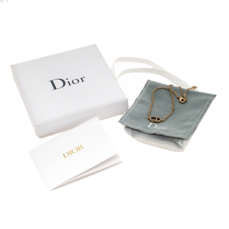 Pre Owned Dior Clair D Lune Crystal Gold Tone Bracelet