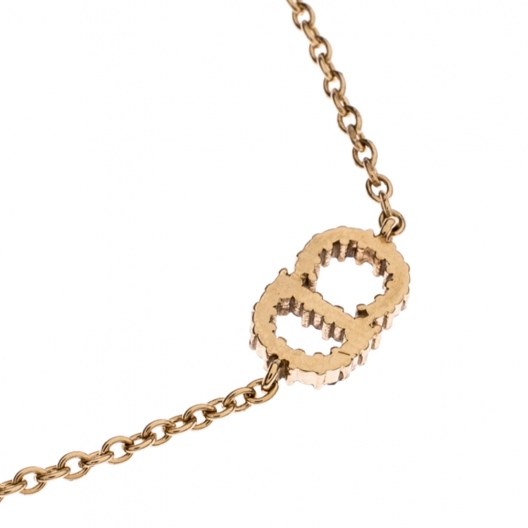 Pre Owned Dior Clair D Lune Crystal Gold Tone Bracelet