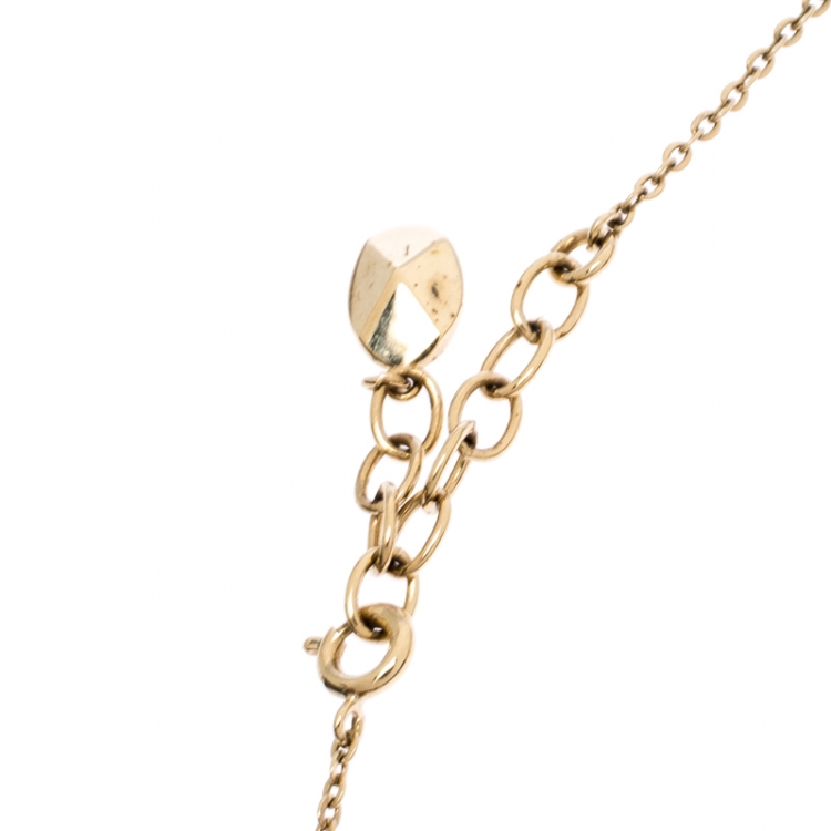 Pre Owned Dior Oblique Crystal Gold Tone Necklace 