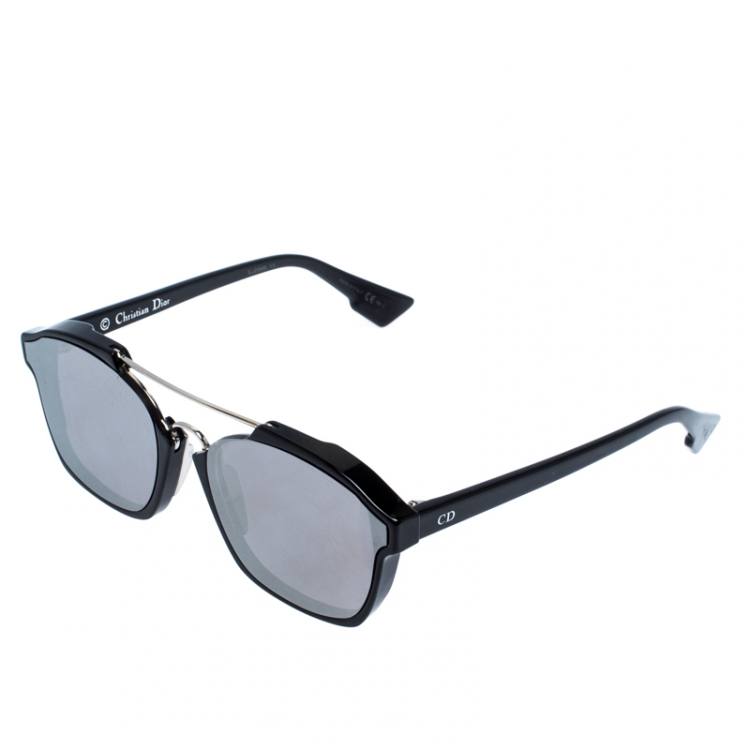 Pre Owned Dior Silver and Black/Grey Mirrored 8070T Dior Abstract Wayfarer Sunglasses