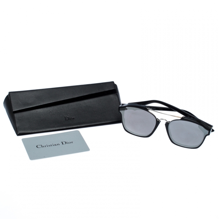 Pre Owned Dior Silver and Black/Grey Mirrored 8070T Dior Abstract Wayfarer Sunglasses