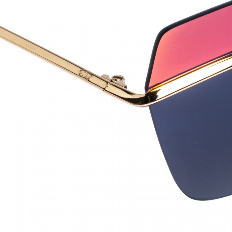 Pre Owned Dior Gold Tone/Bicolor Mirrored DiorMetallic Oversized Sunglasses