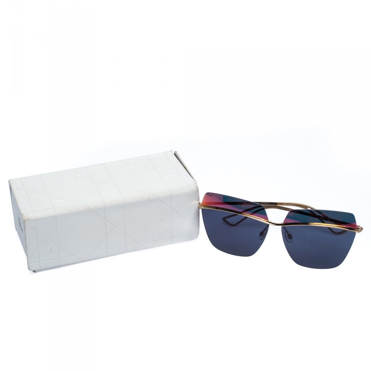 Pre Owned Dior Gold Tone/Bicolor Mirrored DiorMetallic Oversized Sunglasses