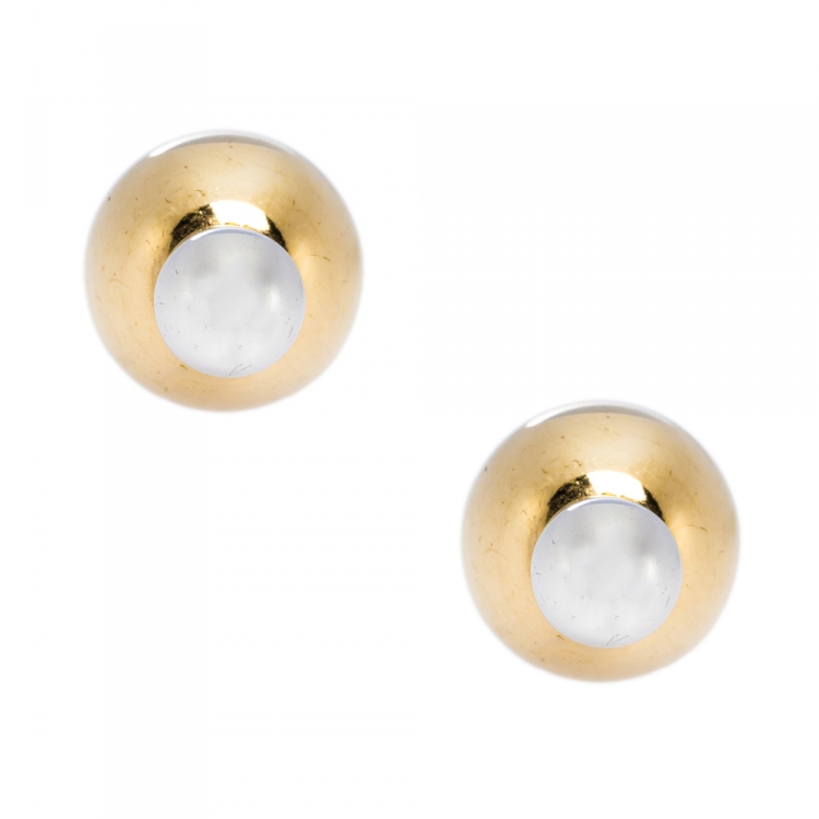 Pre Owned Dior Tribales Two Tone Stud Earrings
