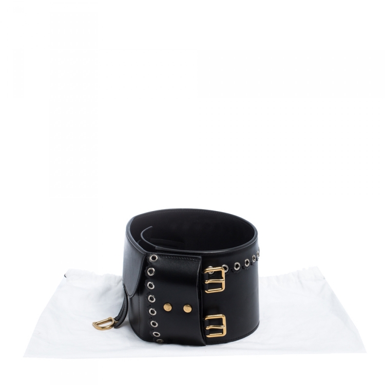 مملوكة مسبقًا Dior Black Leather Saddle Belt 75CM