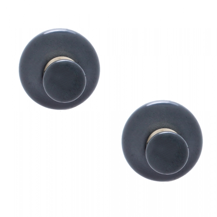 Pre Owned Dior Tribales Grey Faux Pearl Silver Tone Stud Earrings