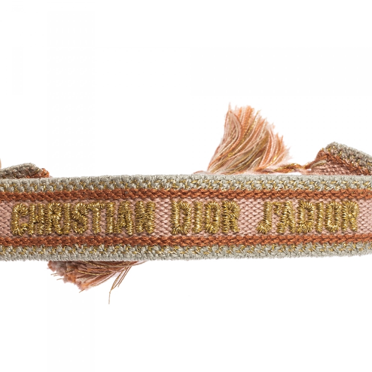 Pre Owned Dior J'adior Multicolor Woven Cotton Set of Two Adjustable Tassel Bracelets