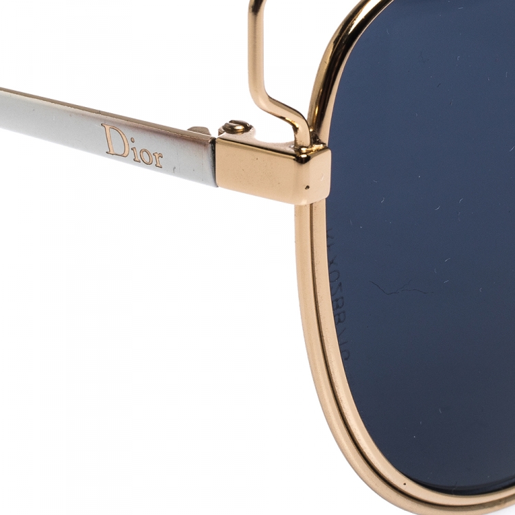 Pre Owned Dior Gold/Black Sideral 2 Cat-Eye Sunglasses