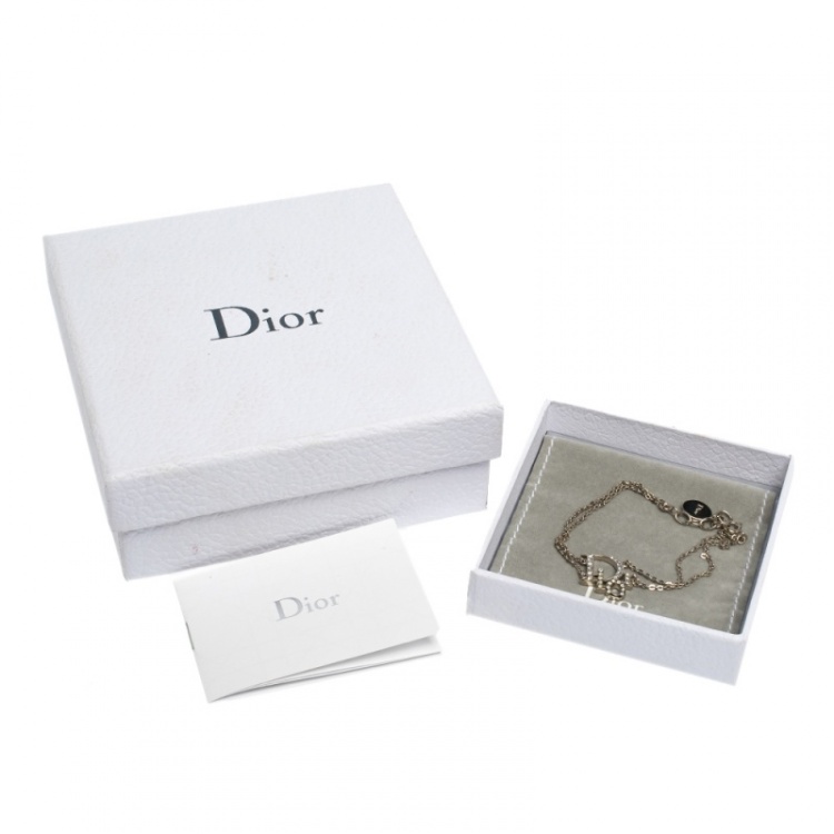 Pre Owned Dior Oblique Crystal Gold Tone Bracelet 