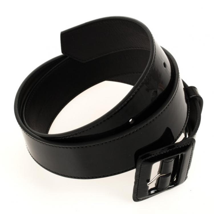 Pre Owned Christian Dior Black Patent Womens Belt 81 CM