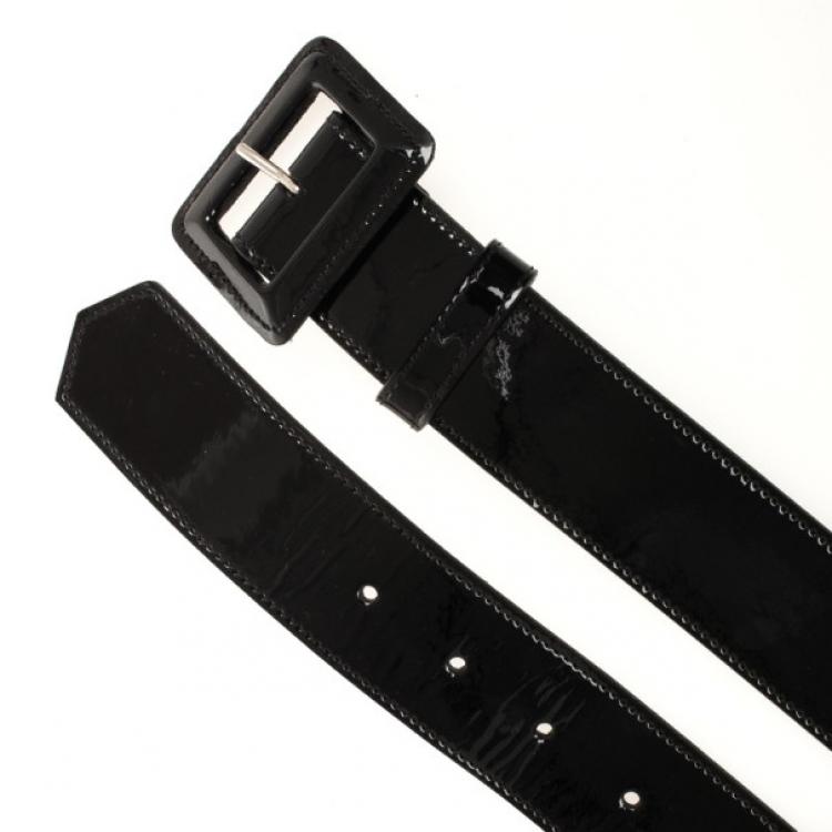 Pre Owned Christian Dior Black Patent Womens Belt 81 CM