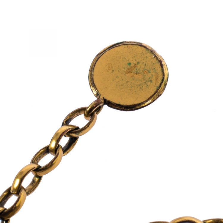 Pre Owned Dior Aged Gold Tone Amulettes d'Amour Layered Necklace