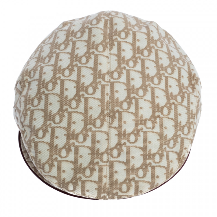 Pre Owned Dior Beige Charms Trim Diorissimo Paper Boy Beret Hat