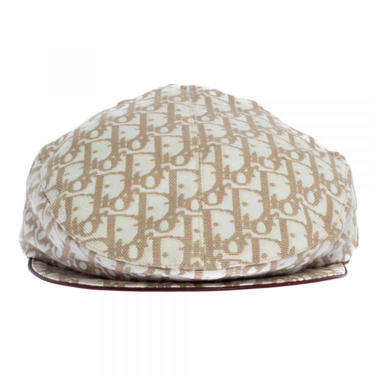 Pre Owned Dior Beige Charms Trim Diorissimo Paper Boy Beret Hat