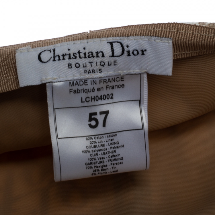Pre Owned Dior Beige Charms Trim Diorissimo Paper Boy Beret Hat