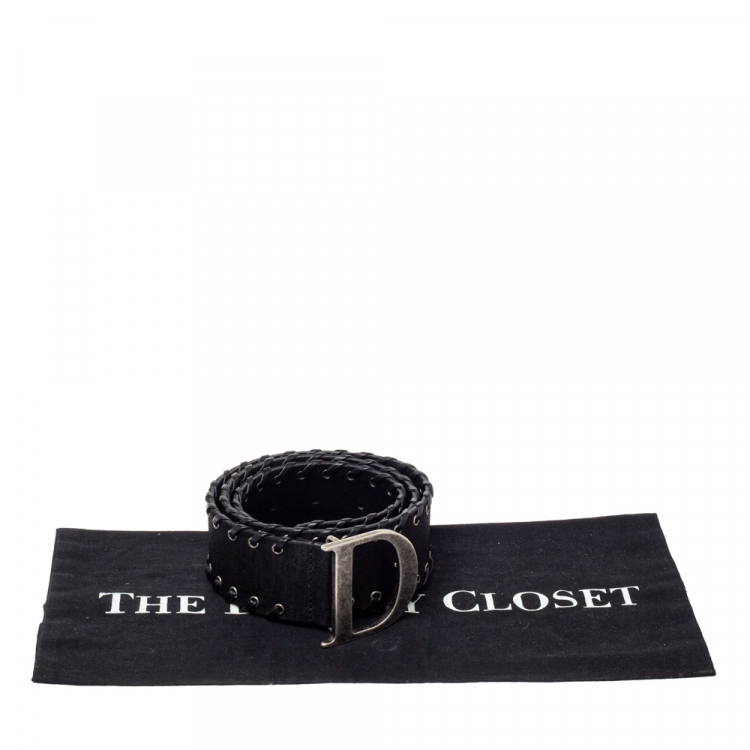 Pre Owned Dior Black Nylon Whip Stitch Detail Belt Size 80CM