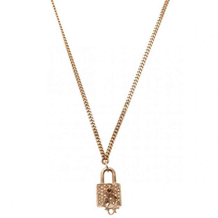 Christian Dior Necklace Features GoldTone Hardware Round Pendant For Sale  at 1stDibs  christian dior pendant