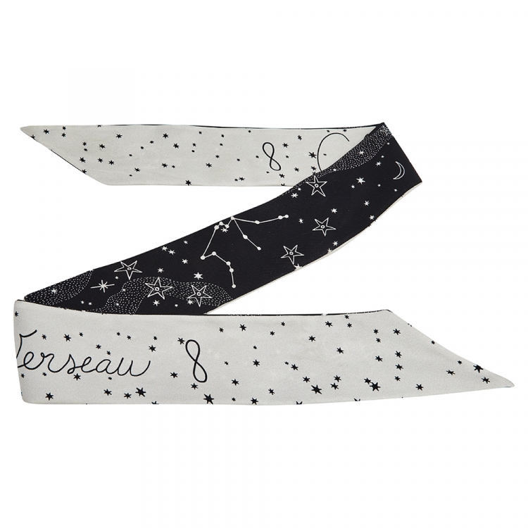Pre Owned Dior Black-Grey Constellations Le Verseau Silk Bandeau Scarf