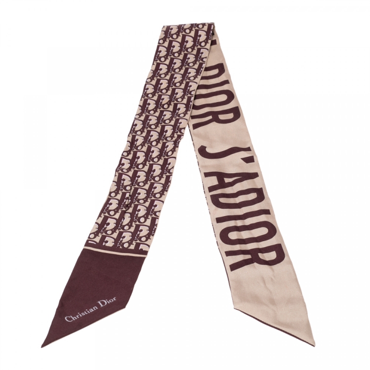 Pre Owned Dior Brown J'Adior Diorissimo Silk Bandeau Scarf