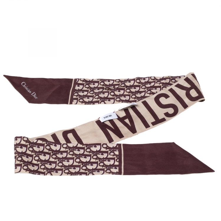 Pre Owned Dior Brown J'Adior Diorissimo Silk Bandeau Scarf