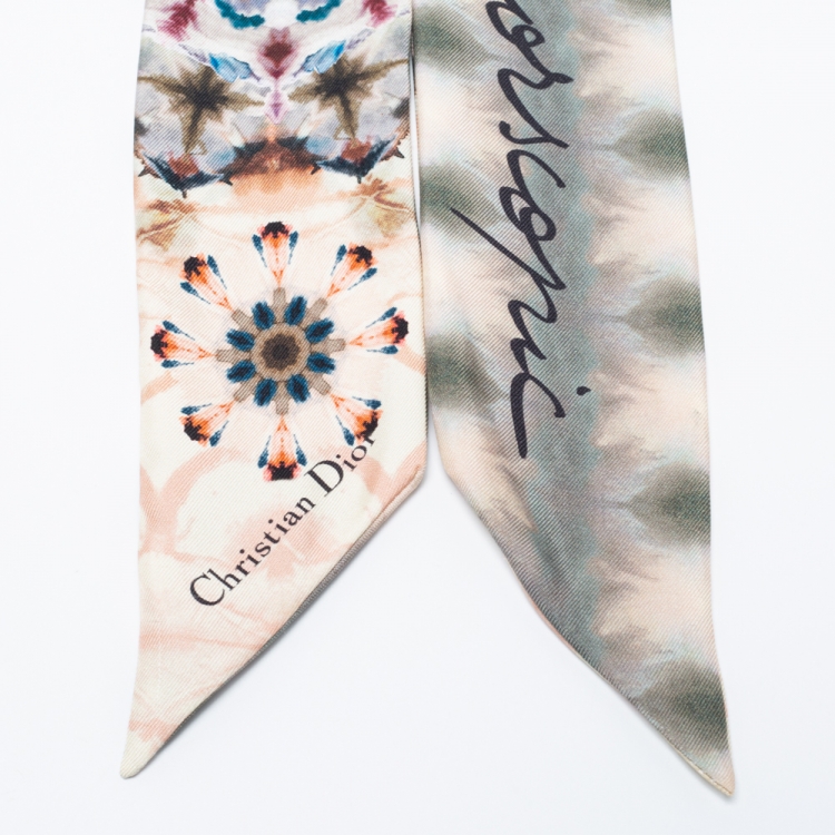 مملوكة مسبقًا Dior Multicolor Printed Silk Bandeau Scarf