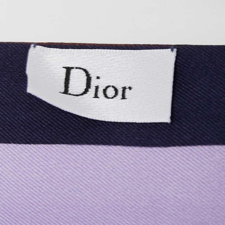 مملوكة مسبقًا Dior Purple Printed Silk Bandeau Scarf