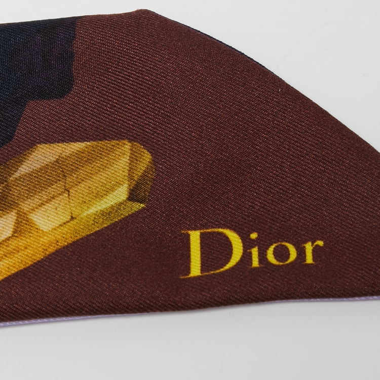 مملوكة مسبقًا Dior Purple Printed Silk Bandeau Scarf