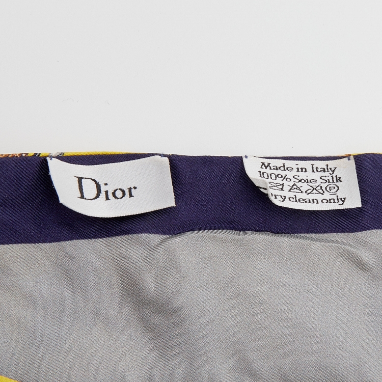 Pre Owned Dior Yellow Jewel Print Silk Bandeau Scarf