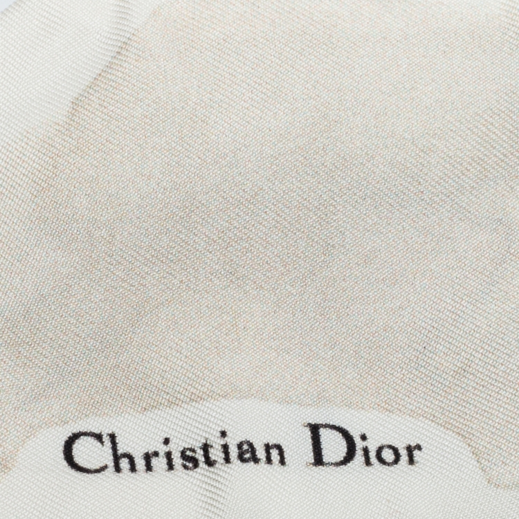 مملوكة مسبقًا Dior Cream Printed Silk Bandeau Scarf