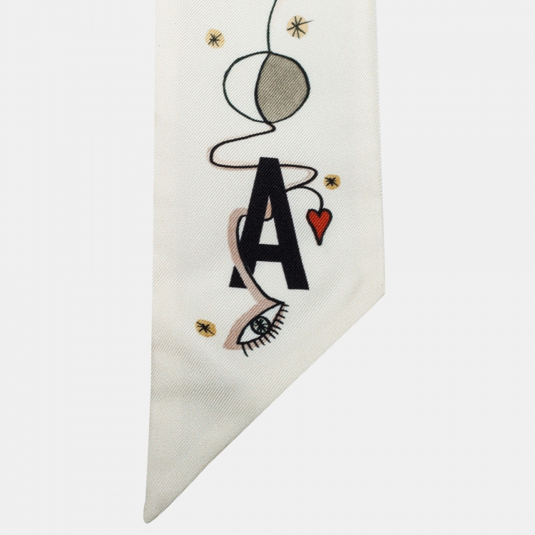 مملوكة مسبقًا Dior Cream Printed Silk Bandeau Scarf