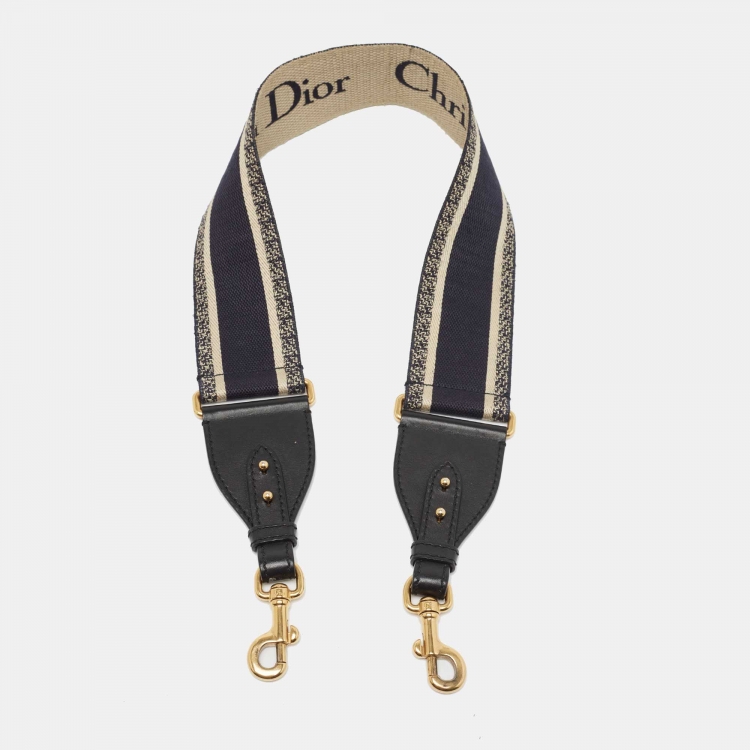 Pre Owned Dior Blue Canvas and Leather Shoulder Bag Strap