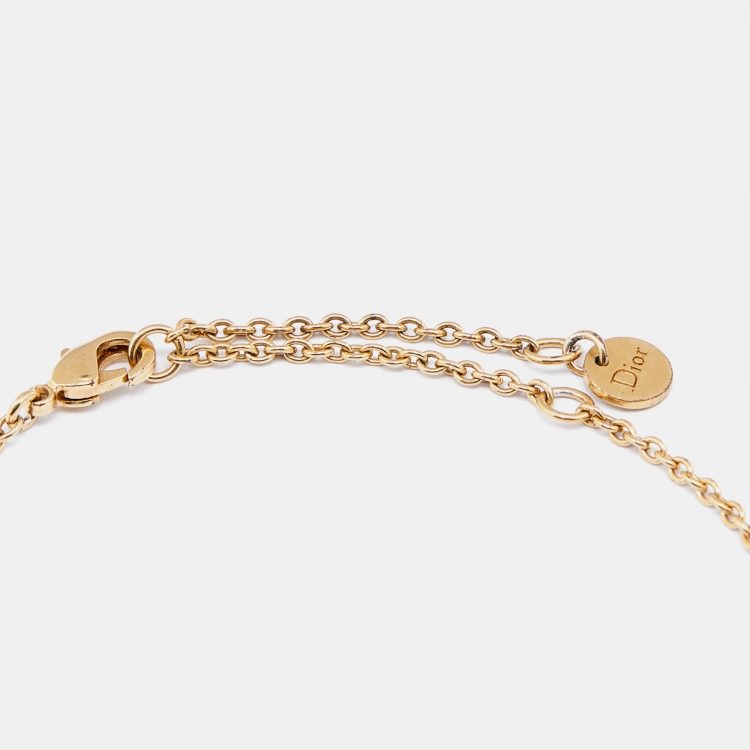 Pre Owned Dior Gold Tone Crystal Clair D Lune Bracelet 