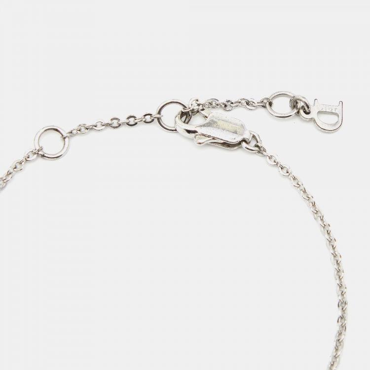 Pre Owned Dior Oblique Crystal Silver Tone Bracelet