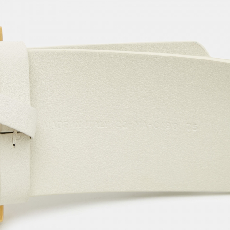 Pre Owned Dior White Leather Diorquake Wide Belt 75CM