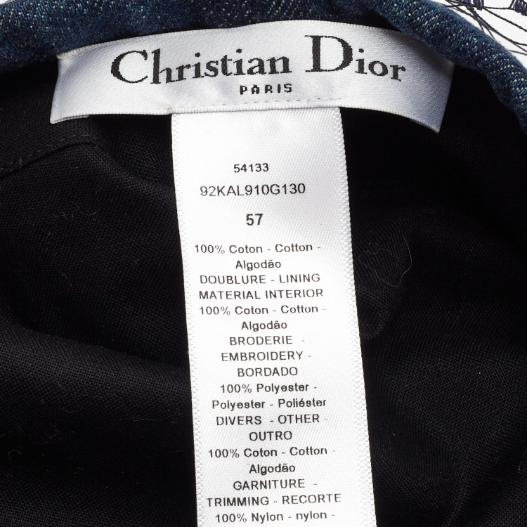 Pre Owned Christian Dior Navy Blue Arty Parisian Denim and Mesh Beret 57 cm