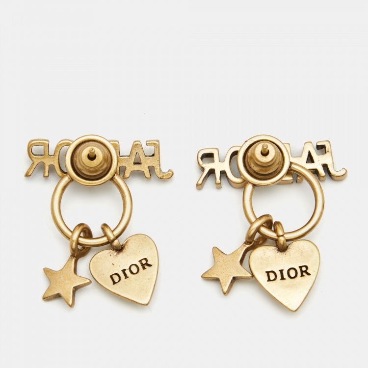 Pre Owned Dior J'adior Crystal Gold Tone Earring 