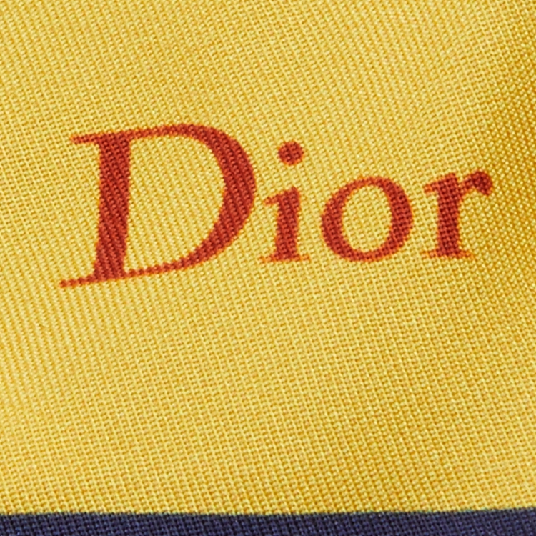 Pre Owned Dior Yellow Printed Silk Bandeau Scarf